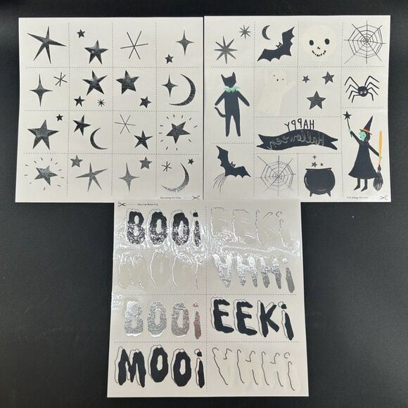 #1) Meri Meri Pumpkin Deco Kits. 8 Carving Templates, 3 Sheets Tattoo Transfers - Picture 6 of 7